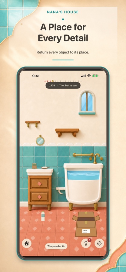 1970, the bathroom: return every object to its place