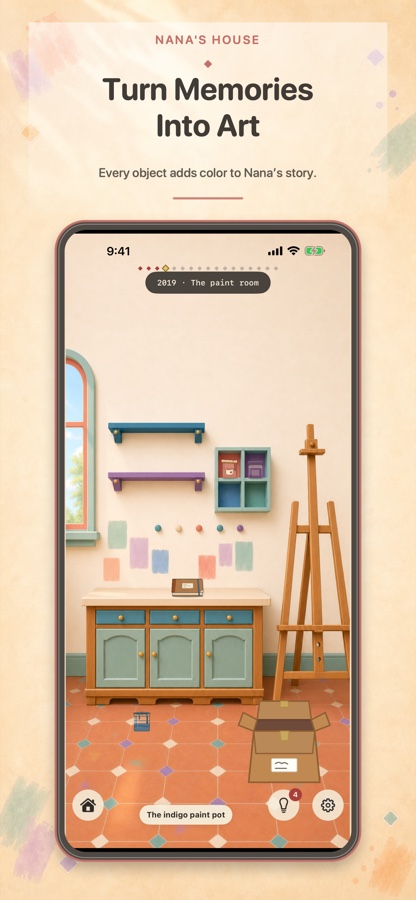 2019, the paint room: every object adds color to Nana's story
